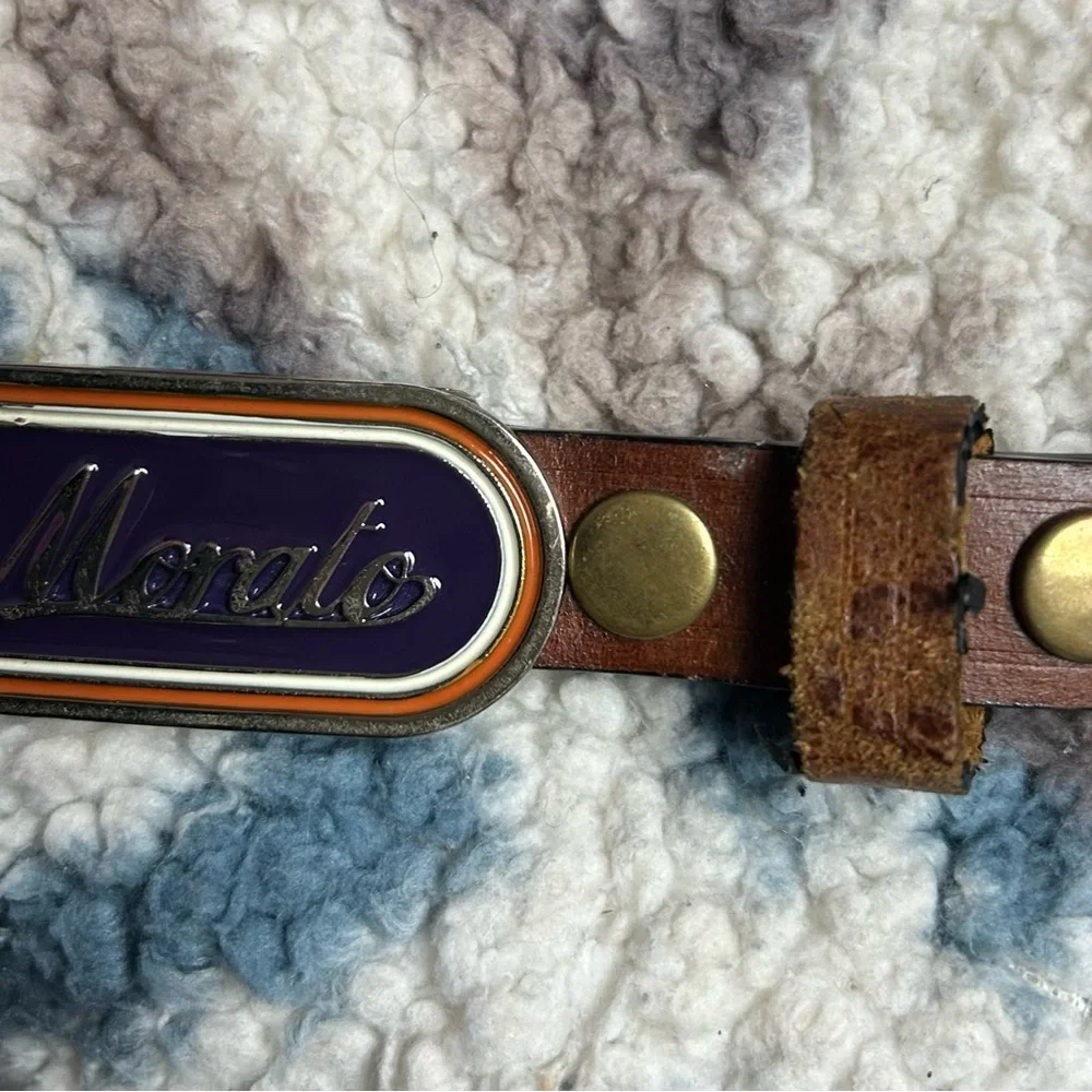 Antony Morato Leather Belt Sz Large Logo Buckle Fastening Brown